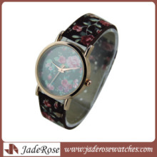 Relógio feminino de quartzo com pulseira de couro